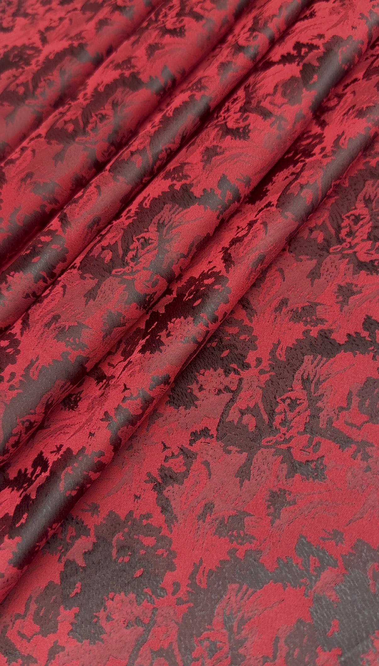 Red Floral Jacquard Brocade Fabric | Sold by the Metre
