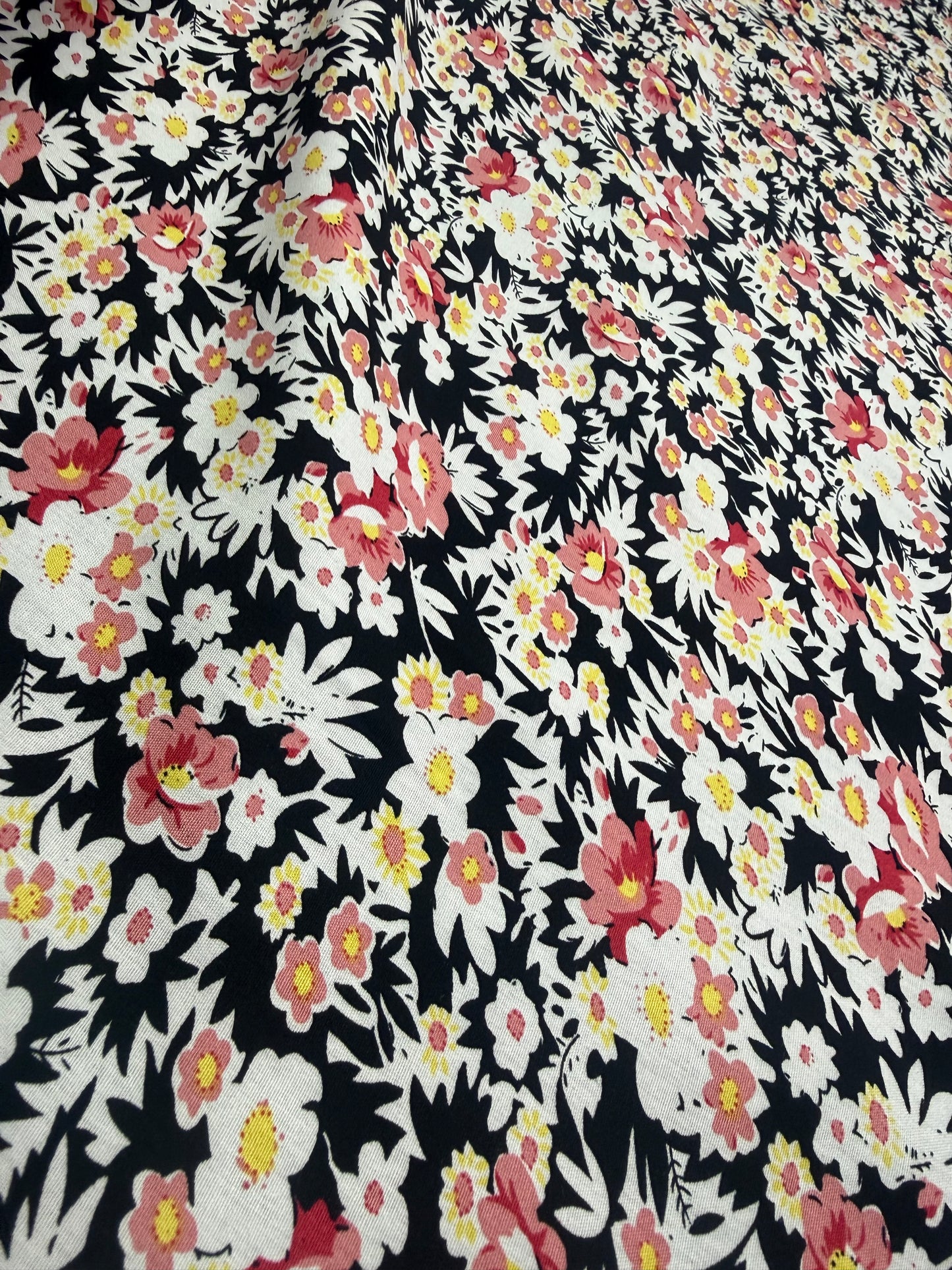 Daisy Meadow Viscose Dress Fabric | Sold by the Metre