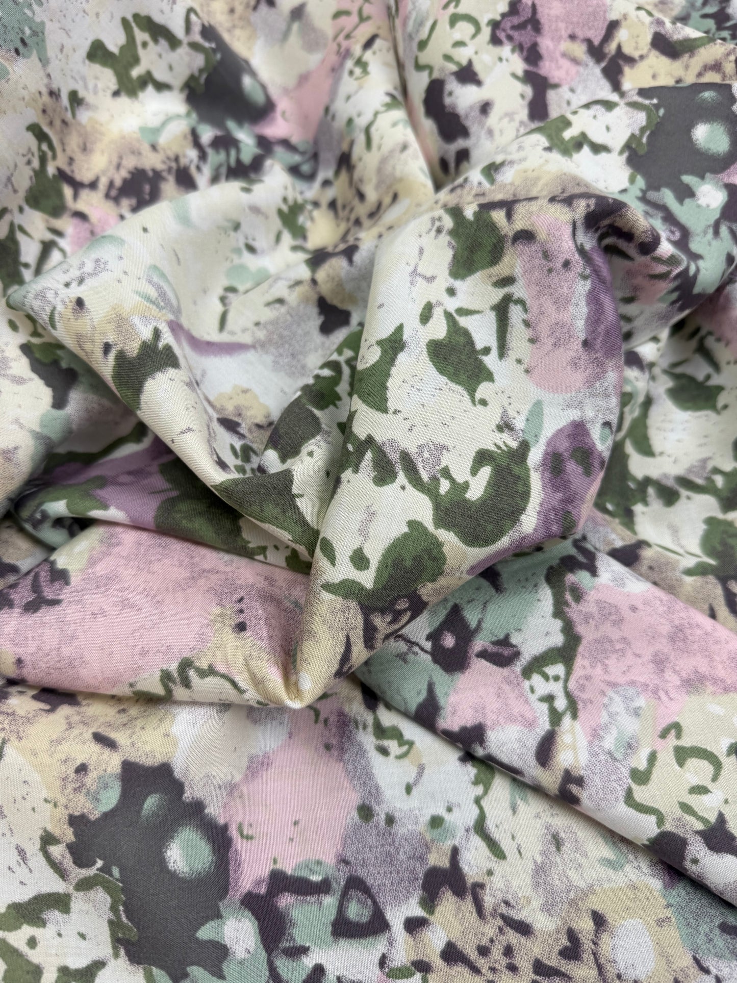 Pastel Abstract Blossom Viscose Dress Fabric | Sold by the Metre