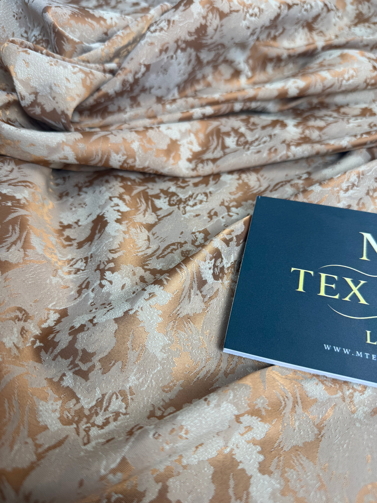 Gold & Cream Floral Jacquard Brocade Fabric | Sold by the Metre