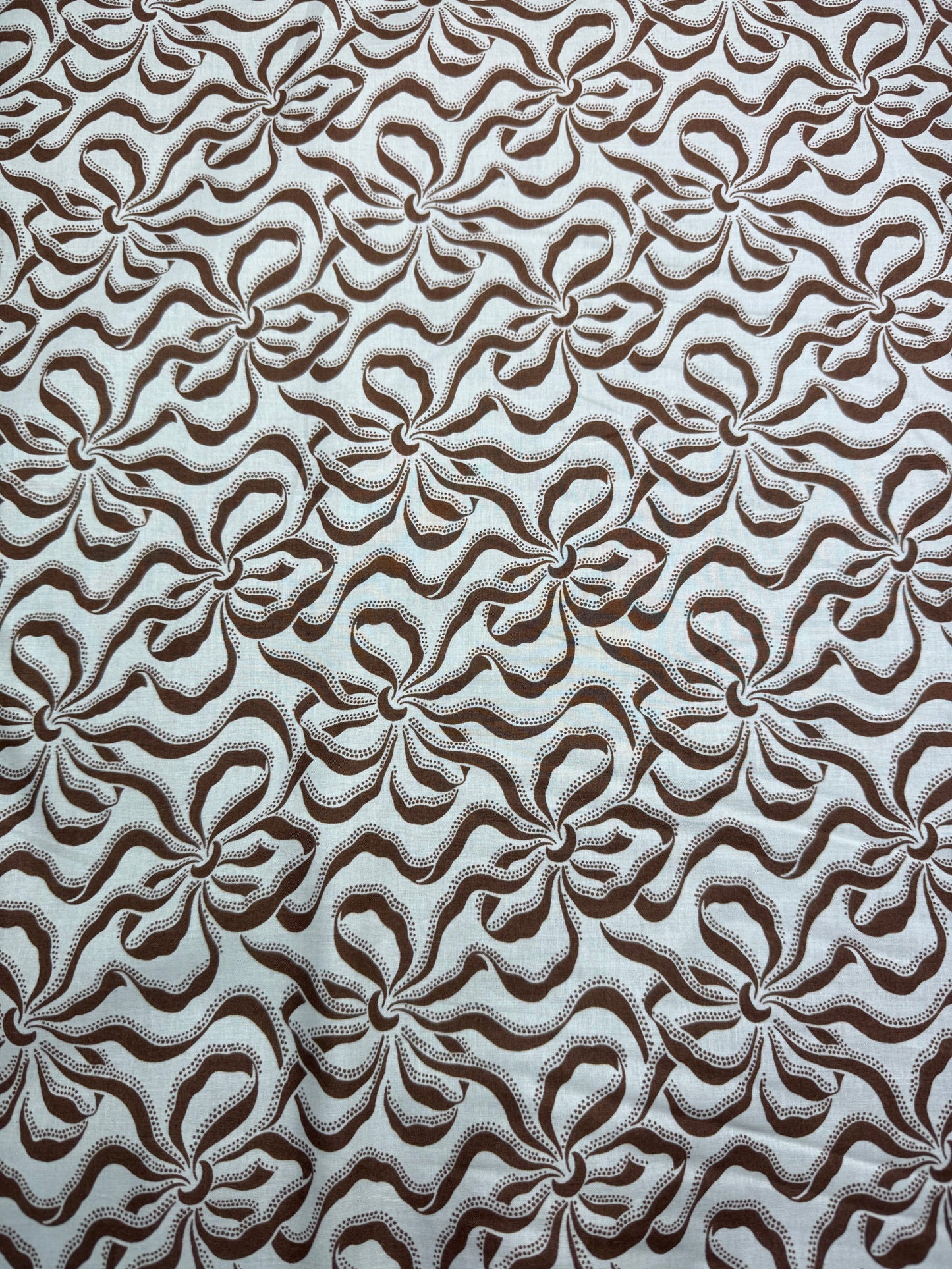 Chocolate Retro Swirl Cotton Dress Fabric | Sold by the Metre