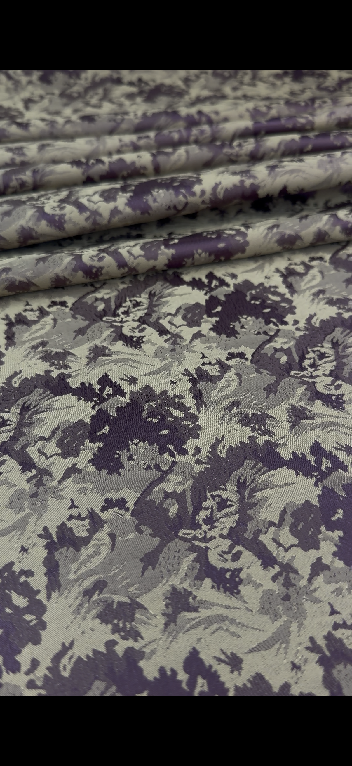 Purple & Olive Floral Jacquard Brocade Fabric | Sold by the Metre