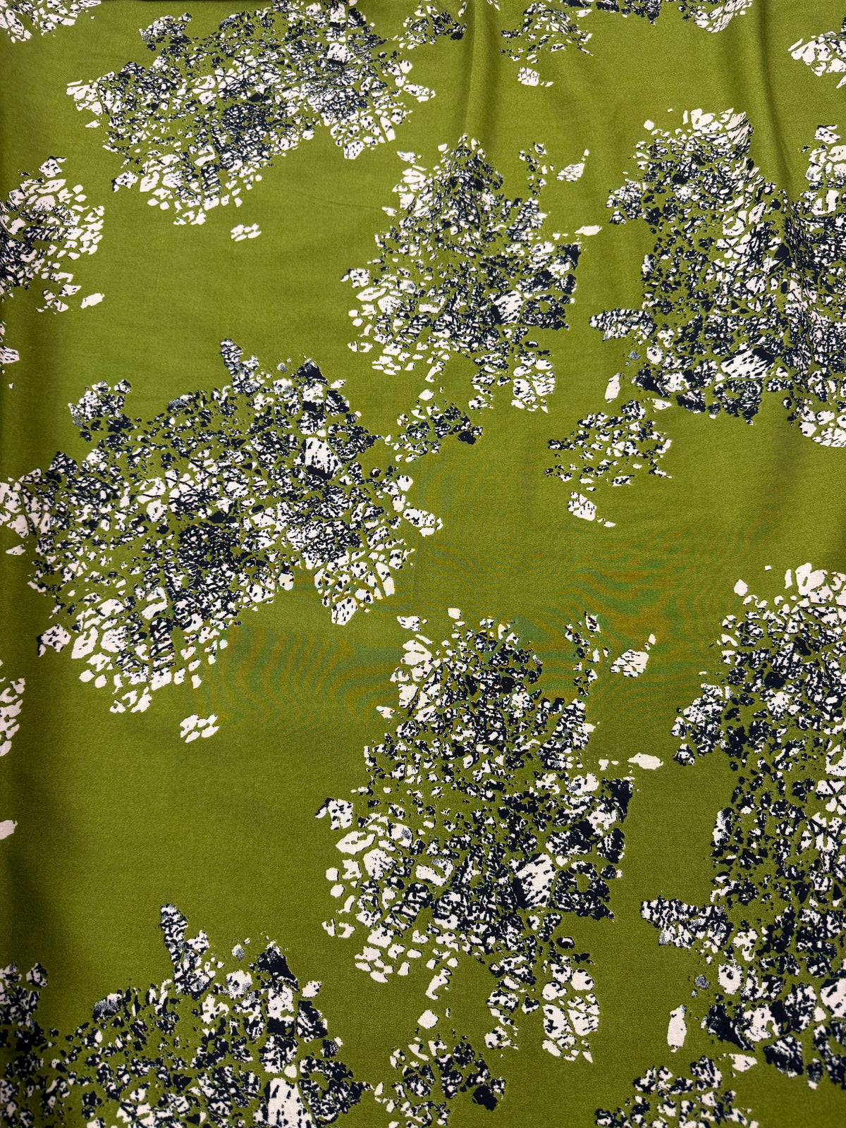 Olive Abstract Floral Viscose Dress Fabric | Sold by the Metre