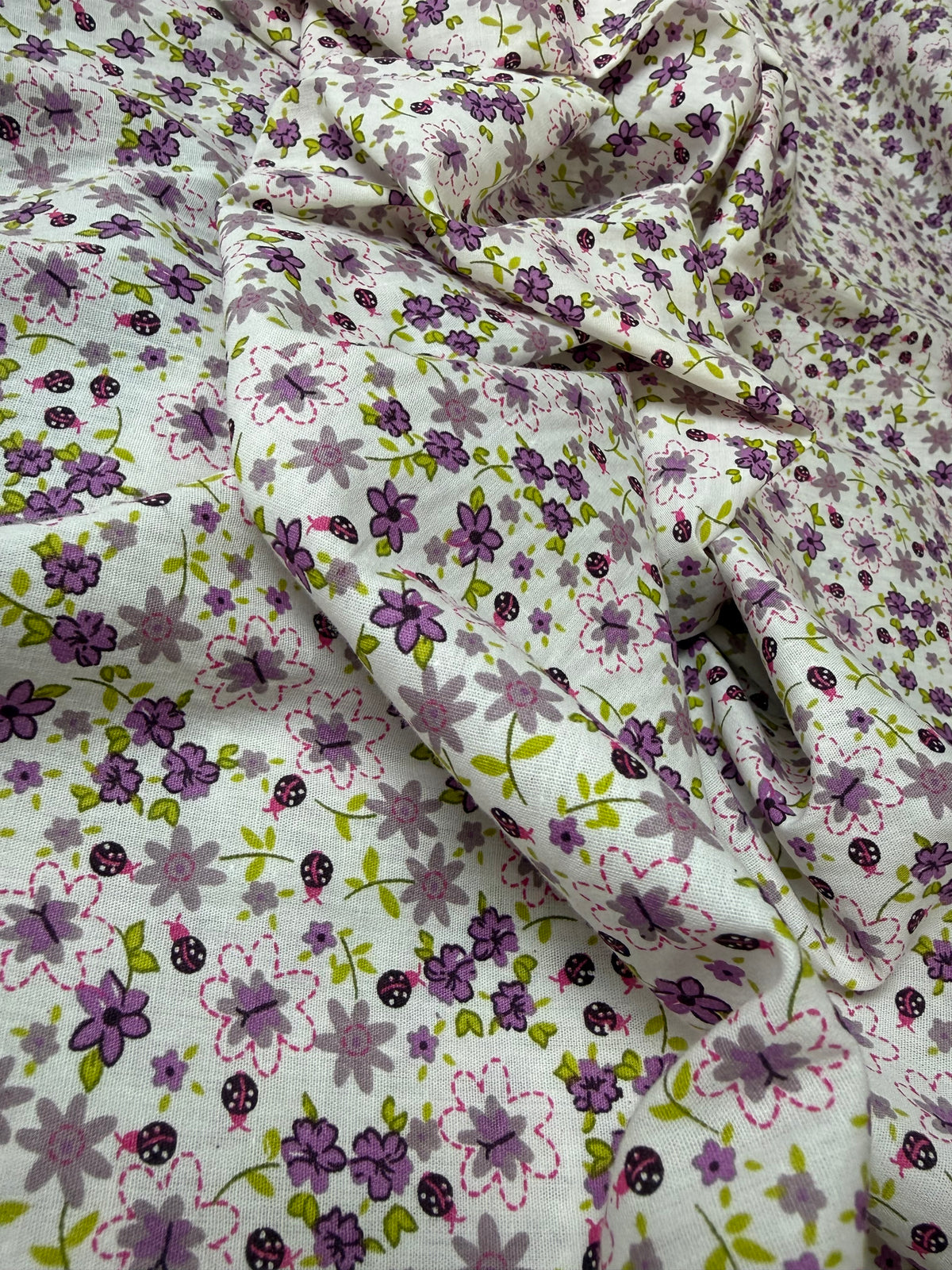 Lilac Ditsy Floral Cotton Dress Fabric | Sold by the Metre
