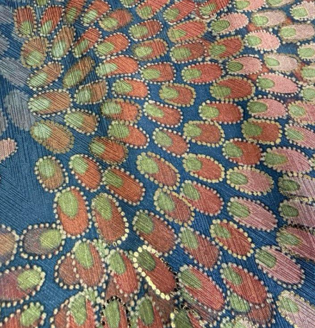 Blue & Gold Sunburst Satin Jacquard Fabric | Sold by the Metre